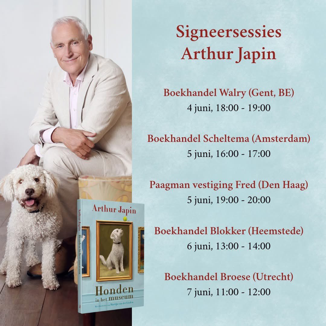 📖 Vers van de pers: ‘Honden in het museum’ van onze ambassadeur <a href="/ArthurJapin/">Arthur Japin</a>

In dit prachtig geïllustreerde boek wordt de rol van honden in de kunstgeschiedenis gevierd 🐕🖼

In onderstaande boekhandels kun je een exemplaar laten signeren 👇