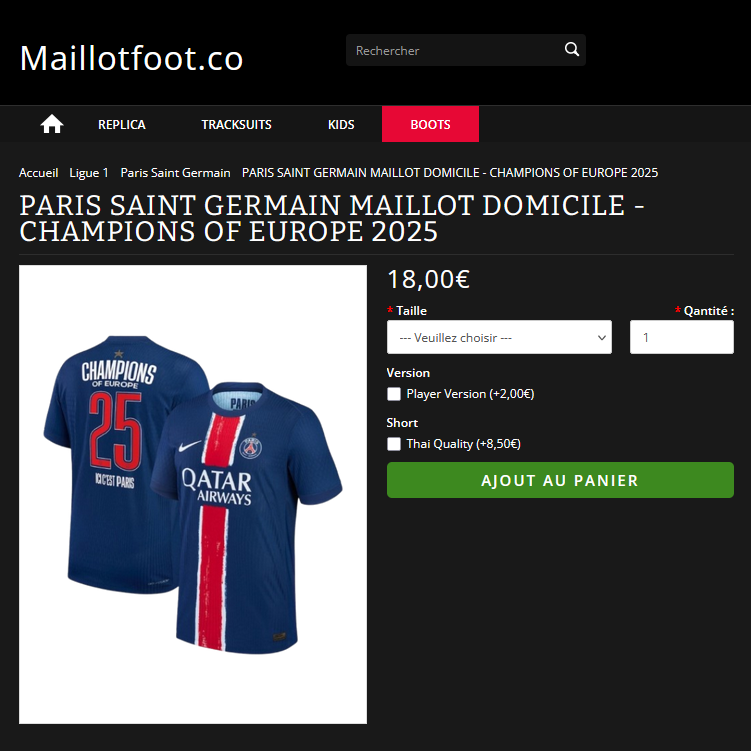 🔥 DISPONIBLE dès maintenant !
Le maillot tant convoité du PSG avec l’étoile de Champions d’Europe ⭐️ est enfin dispo sur le site !
Le maillot que tout le monde s’arrache, ne le manquez pas ! 🛒👊

#PSGInter #PSGINT #TeamPSG #UCL #ParisSaintGermain