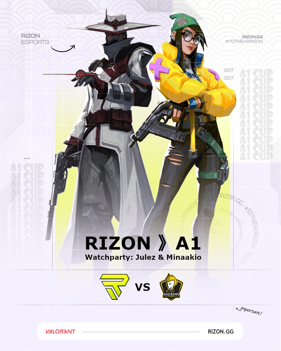 RIZON (@rizondotgg) on Twitter photo Hat jemand VALORANT gesagt? 👀
Das nächste <a href="/A1eSports_AT/">A1 eSports</a> Match steht an!
🆚 <a href="/SissiStatePunks/">SISSI STΛTΞ PUNKS</a>
⏰ 18:00 Uhr
🥳 Watchparty bei <a href="/minaakio/">RZN Minaakio</a> & <a href="/JulezBTKT/">JulezBTKT</a>
A1 🟡 Agents:
🦺<a href="/prayyvlr/">RZN prayy</a>
🦺<a href="/rxyalVAL/">RxYaL</a>
🦺<a href="/heizzyfps/">RZN Heizzy</a>
🦺<a href="/Bruce_Lele/">Lele</a>
🦺<a href="/Rxchyyyy/">Rxchyy</a> Hat jemand VALORANT gesagt? 👀
Das nächste <a href="/A1eSports_AT/">A1 eSports</a> Match steht an!
🆚 <a href="/SissiStatePunks/">SISSI STΛTΞ PUNKS</a>
⏰ 18:00 Uhr
🥳 Watchparty bei <a href="/minaakio/">RZN Minaakio</a> & <a href="/JulezBTKT/">JulezBTKT</a>
A1 🟡 Agents:
🦺<a href="/prayyvlr/">RZN prayy</a>
🦺<a href="/rxyalVAL/">RxYaL</a>
🦺<a href="/heizzyfps/">RZN Heizzy</a>
🦺<a href="/Bruce_Lele/">Lele</a>
🦺<a href="/Rxchyyyy/">Rxchyy</a>