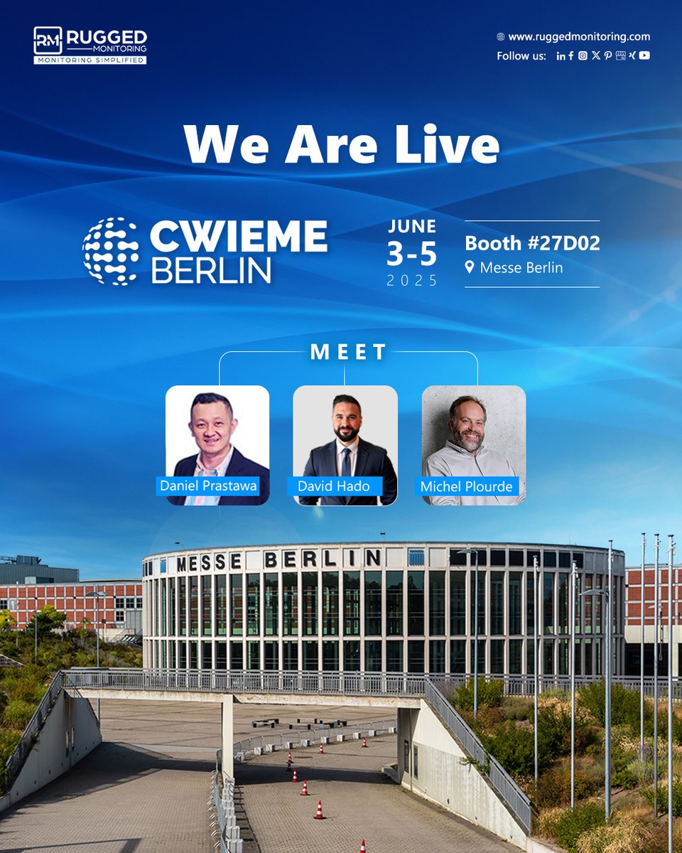 We’re live at CWIEME Berlin 2025! Join Rugged Monitoring at Booth #27D02 (June 3–5, Messe Berlin) to explore cutting-edge asset monitoring tech: fiber optic temp sensing, real-time data and predictive analytics. Meet David, Daniel &amp; Michael!

#CWIEMEBerlin #WeAreLive #EnergyTech