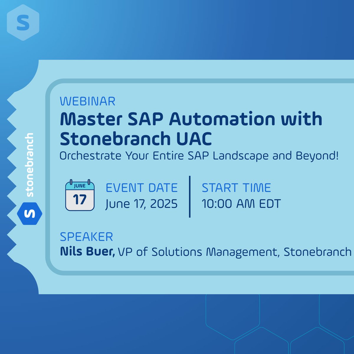Stonebranch's tweet image. 🚀 NEW WEBINAR: Master SAP Automation with Stonebranch UAC - Orchestrate Your Entire SAP Landscape and Beyond! 🌟
hubs.ly/Q03plyZz0
Don't miss out on the future of SAP automation — register now.
#SAPAutomation #StonebranchUAC #Orchestration #Webinar #SAP