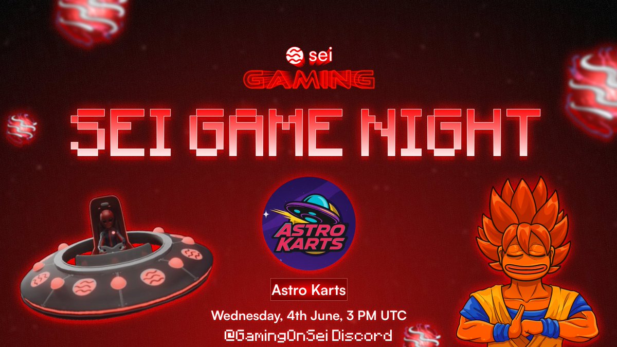 Gaming On Sei (@gamingonsei) on Twitter photo NEW GAME NIGHT INCOMING! 👀
Race along and be the fastest on the <a href="/playAstroKarts/">Astro Karts 🛸</a> Game Night!
🗓️Wednesday, 4th June, 3 PM UTC
We'll meet on the race track soon, Gamers! 🔴💨 NEW GAME NIGHT INCOMING! 👀
Race along and be the fastest on the <a href="/playAstroKarts/">Astro Karts 🛸</a> Game Night!
🗓️Wednesday, 4th June, 3 PM UTC
We'll meet on the race track soon, Gamers! 🔴💨