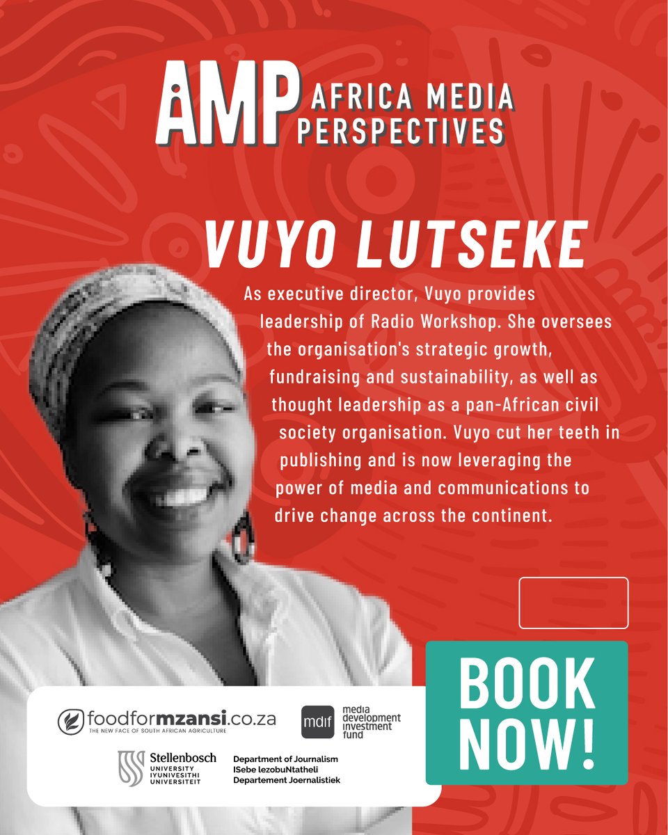 Meet Vuyo Lutseke, one of the brilliant minds joining us at #AMP25 this year. As Executive Director, Vuyo provides leadership of Radio Workshop, overseeing the organisation’s strategic growth, fundraising and sustainability.
🎫 Secure your spot.
🔗 africamediaperspectives.com/product/amp-20…