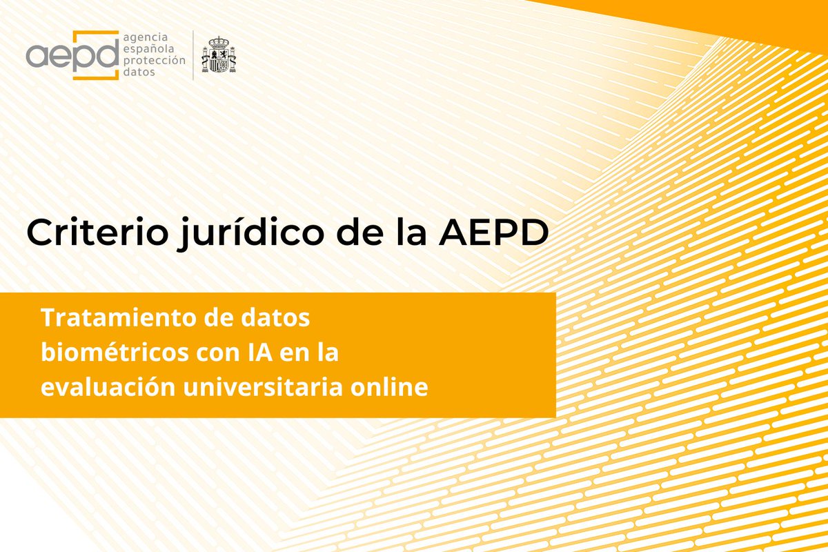 📙Criterio jurídico de la AEPD 📙

La AEPD sanciona el tratamiento de datos biométricos con IA en la evaluación universitaria online, aunque apunta posibilidades normativas.

Lee el análisis del caso en: aepd.es/informes-y-res…