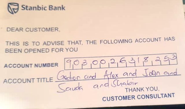For those who wish to keep supporting the #EducateSaadJr Campaign, below is a joint account number in <a href="/stanbicug/">Stanbic Bank Uganda</a> in the names of Gideon( myself ), Alex( Saad’s brother), Joan ( Saad Jr’s mother), Sauda( Saad’s sister) &amp; Shabir ( Saad’s best friend).

#EducateSaadJr