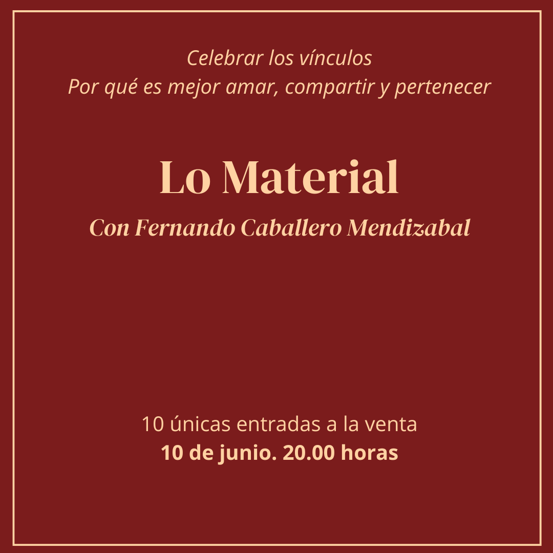 Casamata Taberna-Librería (@casamatalc) on Twitter photo 🔴La semana próxima viene cargada de eventos.
Comenzamos con <a href="/Fer_Cab_Mendi/">Fernando Caballero Mendizabal</a> en nuestro curso 'Celebrar los Vínculos' hablando de 'Lo Material'.
🗓️Martes 10 de junio.
⏲️20.00 horas.
🎟️Diez únicas entradas a la venta. Reserva en nuestra web.
casamata.es/producto/lo-ma… 🔴La semana próxima viene cargada de eventos.
Comenzamos con <a href="/Fer_Cab_Mendi/">Fernando Caballero Mendizabal</a> en nuestro curso 'Celebrar los Vínculos' hablando de 'Lo Material'.
🗓️Martes 10 de junio.
⏲️20.00 horas.
🎟️Diez únicas entradas a la venta. Reserva en nuestra web.
casamata.es/producto/lo-ma…