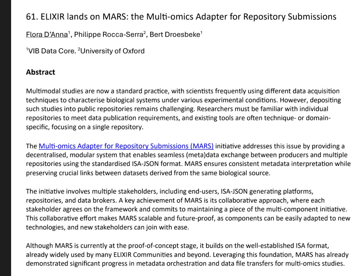 ISA Metadata Toolkit (@isatools) on Twitter photo And check out our poster:<a href="/ELIXIREurope/">ELIXIR Europe</a> lands on MARS! With #ISAformats at its core! Details at ➡️ github.com/elixir-europe/… #interoperability #multiomics #omics #FAIRdata And check out our poster:<a href="/ELIXIREurope/">ELIXIR Europe</a> lands on MARS! With #ISAformats at its core! Details at ➡️ github.com/elixir-europe/… #interoperability #multiomics #omics #FAIRdata