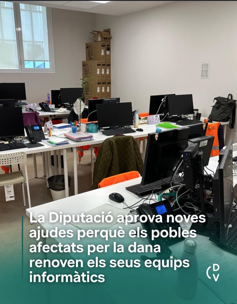 🔴La Diputación de Valencia lanza
ayudas para que los Ayuntamientos afectados por la DANA recuperen sus equipamientos informáticos.

🗣️ Mompó: a esta província no l'alçarà qui més promeses faça, sinó qui més promeses complisca.

📰🔗 dival.es/sala-prensa/co…