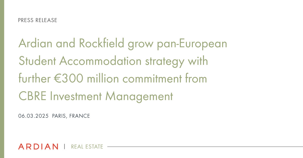 Ardian (@ardian) on Twitter photo ๐ฃ๐ฅ๐๐ฆ๐ฆ ๐ฅ๐๐๐๐๐ฆ๐ | Ardian and Rockfield Real Estate are further strengthening their Purpose-Built Student Accommodation strategy with a new โฌ300 million commitment from <a href="/CBRE_IM/">CBRE Investment Management</a>.
Read more โ bit.ly/4kSxhdr
#PBSA #StudentHousing #Sustainability ๐ฃ๐ฅ๐๐ฆ๐ฆ ๐ฅ๐๐๐๐๐ฆ๐ | Ardian and Rockfield Real Estate are further strengthening their Purpose-Built Student Accommodation strategy with a new โฌ300 million commitment from <a href="/CBRE_IM/">CBRE Investment Management</a>.
Read more โ bit.ly/4kSxhdr
#PBSA #StudentHousing #Sustainability