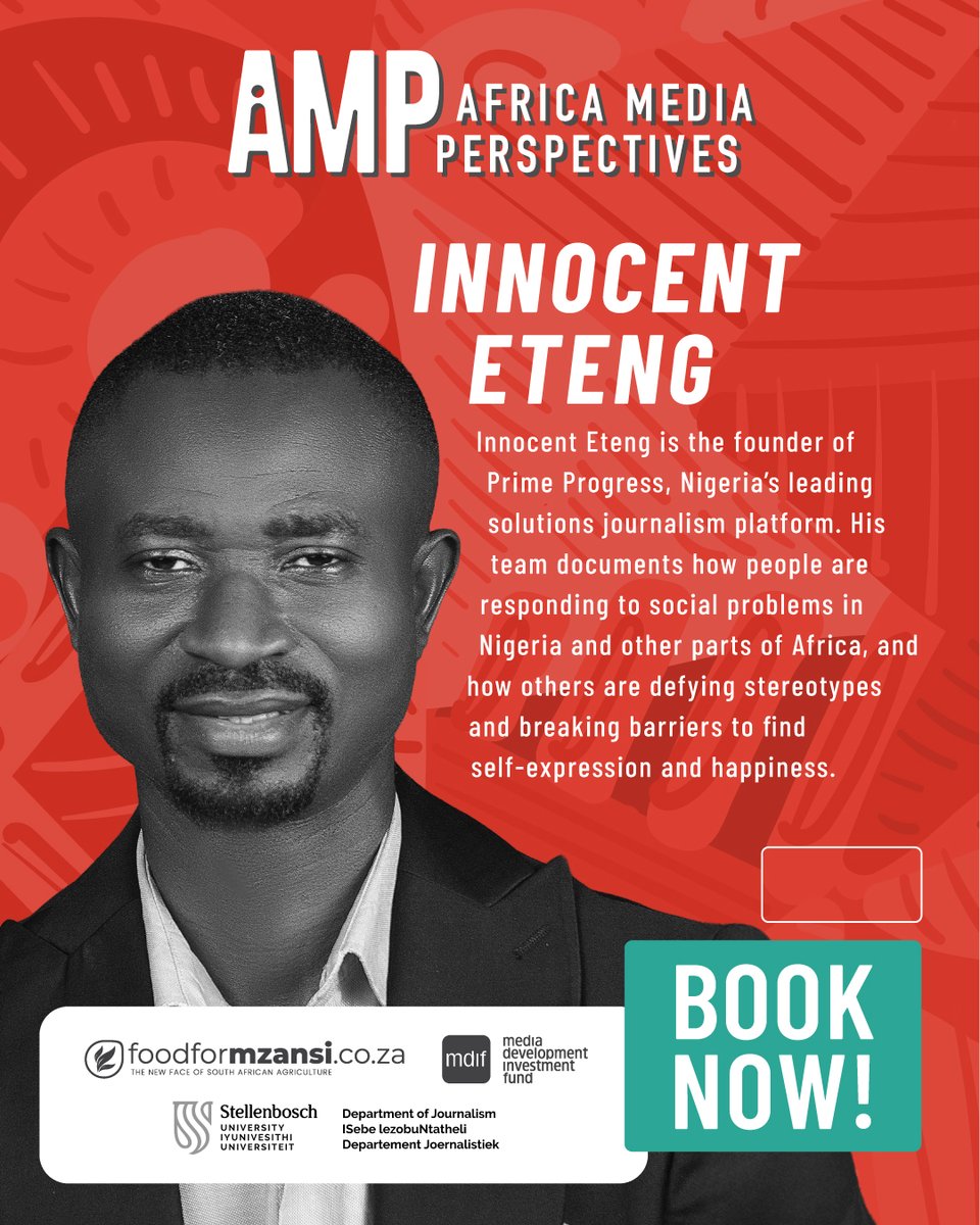 Meet Innocent Eteng, one of the brilliant minds joining us at #AMP25 this year. Innocent is the founder of Prime Progress, Nigeria's leading solutions journalism platform. 
🎫 Secure your spot.
🔗 africamediaperspectives.com/product/amp-20…
#AMP2025 #IndependentMedia #AfricaMediaPerspectives
