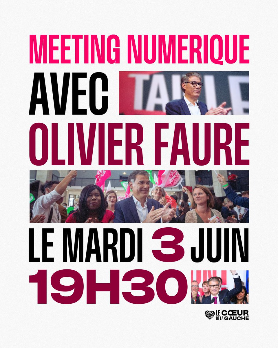 Pierre Jouvet (@pjouvet) on Twitter photo À 19h30, rendez-vous ici : youtube.com/live/IE-ohQKHS… pour un meeting numérique autour de <a href="/faureolivier/">Olivier Faure</a>.
À tout à l’heure ! <a href="/coeurdelagauche/">Le Coeur de la gauche !</a> ❤️🌹 À 19h30, rendez-vous ici : youtube.com/live/IE-ohQKHS… pour un meeting numérique autour de <a href="/faureolivier/">Olivier Faure</a>.
À tout à l’heure ! <a href="/coeurdelagauche/">Le Coeur de la gauche !</a> ❤️🌹