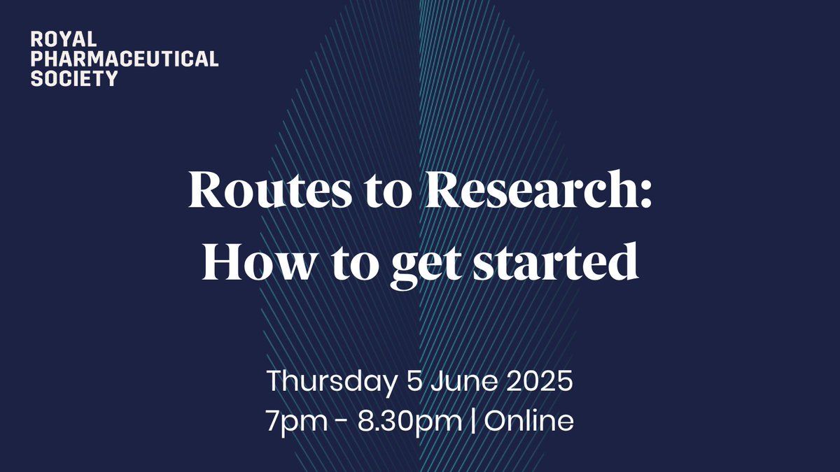 Are you an early-career pharmacy professional interested in research, or considering a pivot to increasing your research capacity?

Join our Routes to Research webinar this Thursday and find out how to get started on your research journey: events.rpharms.com/ereg/newreg.ph…