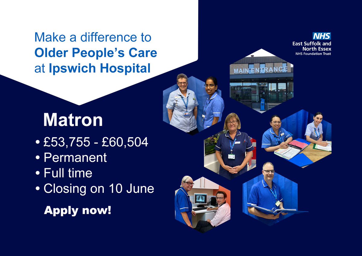 Are you an experienced and passionate senior nurse looking for an exciting new challenge to lead our care of the elderly nursing team? 👇 

💻 Apply here: buff.ly/uzywcoD 

#NHS #NHSJobs #CareOfTheElderly #Nursing #Matron #JobsInNursing #NursingCareers