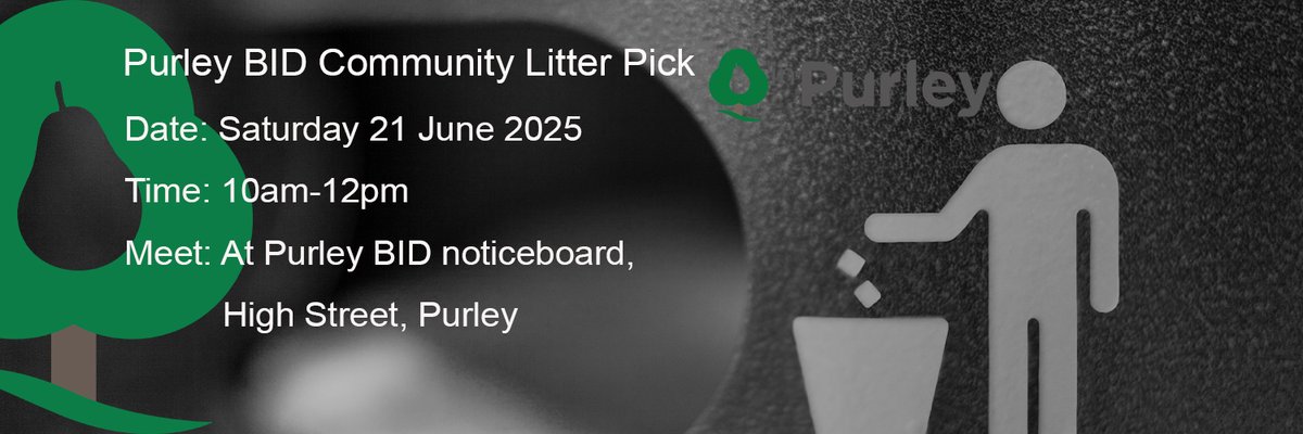 Purley BID (@inpurley) on Twitter photo Join us for the Purley BID Community Litter Pick on Sat 21st June 2025 from 10am-12pm.
Help make Purley #CleanerandGreener. All equipment provided.
#inPurley #litter #litterpick #community #Purley #DestinationPurley <a href="/KeepBritainTidy/">Keep Britain Tidy</a> <a href="/PurleyCllrs/">Purley Conservatives</a> <a href="/yourcroydon/">Your Croydon</a> <a href="/LondonInBloomUK/">London In Bloom</a> Join us for the Purley BID Community Litter Pick on Sat 21st June 2025 from 10am-12pm.
Help make Purley #CleanerandGreener. All equipment provided.
#inPurley #litter #litterpick #community #Purley #DestinationPurley <a href="/KeepBritainTidy/">Keep Britain Tidy</a> <a href="/PurleyCllrs/">Purley Conservatives</a> <a href="/yourcroydon/">Your Croydon</a> <a href="/LondonInBloomUK/">London In Bloom</a>