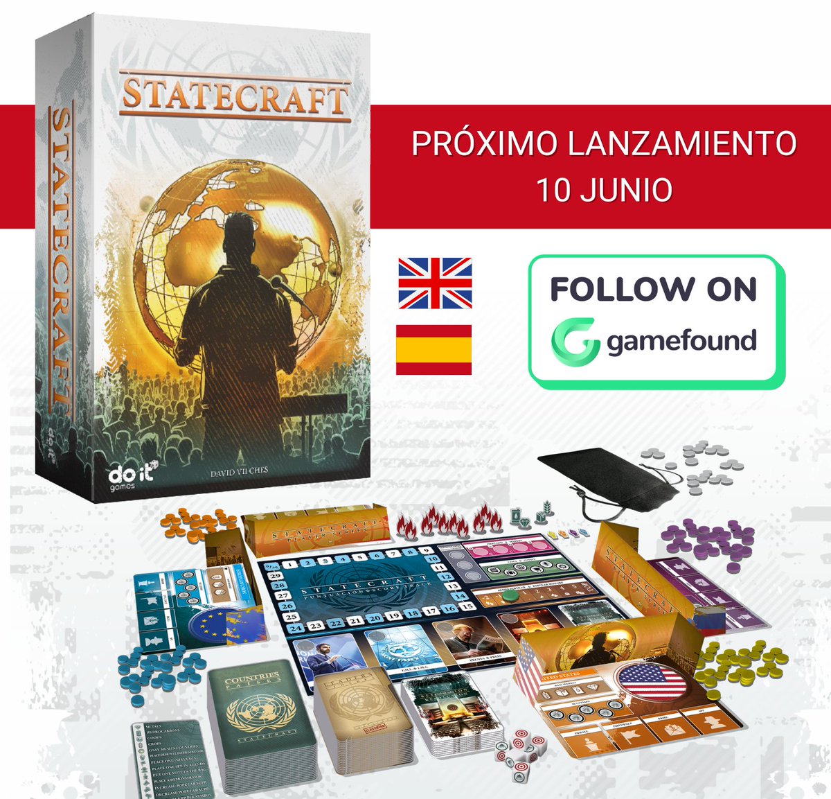 ¿Quieres liderar la geopolítica global?
💥El próximo 10 de junio lanzamos Statecraft 🌐 en Gamefound.

Un juego de <a href="/acidocriticobgs/">Ácido Crítico Studio</a> 
👥 1 a 4 jugadores
⏳  60 min.
👩‍👩‍👧‍👦14+

👉Te invitamos a unirte a la campaña:
tinyurl.com/2dneuv9n