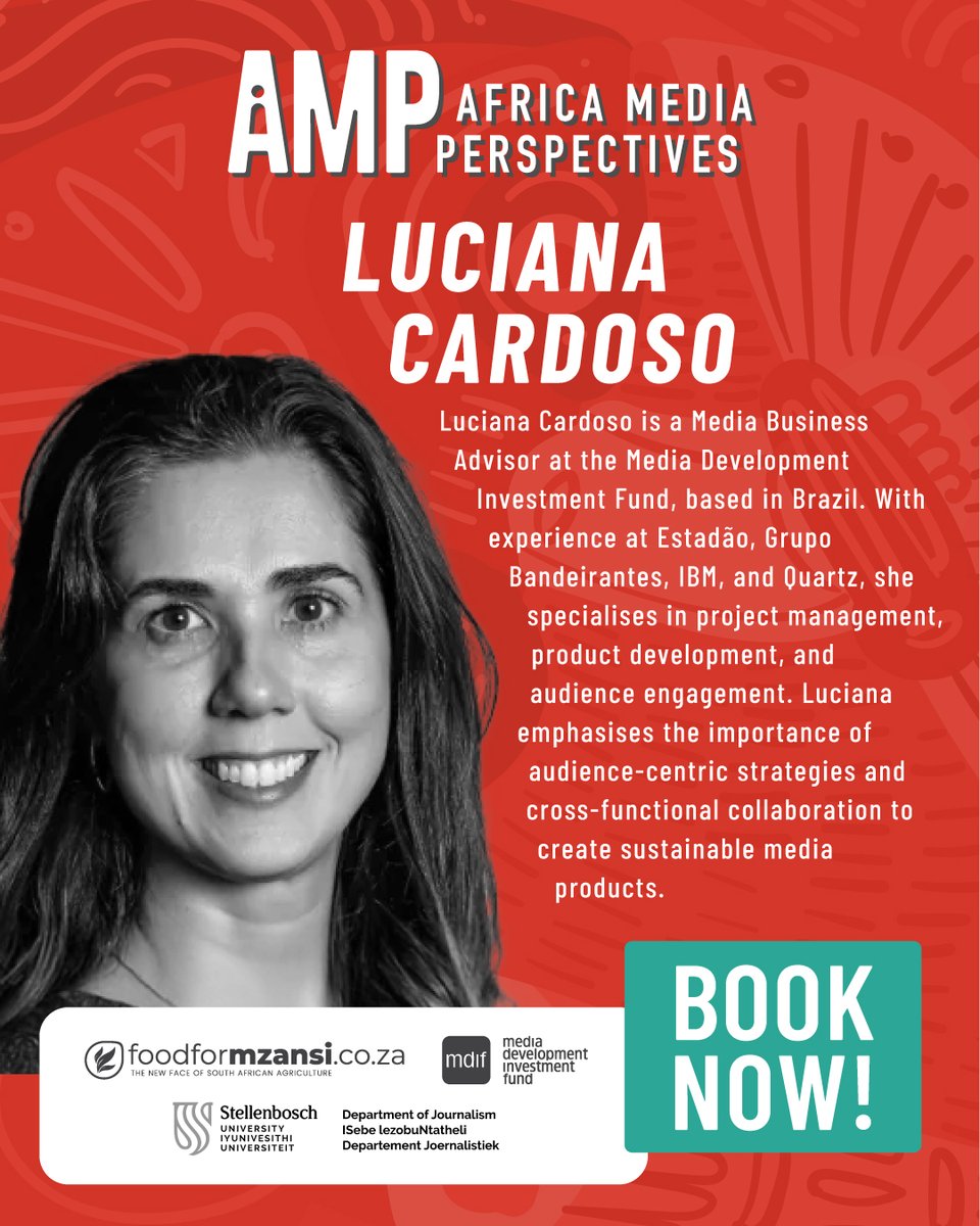 Meet Luciana Cardoso, one of the brilliant minds joining us at #AMP25 this year. Luciana is a Media Business Advisor at the <a href="/mdiforg/">Media Dev Inv Fund</a>, based in Brazil. She specialises in project management, product development, and audience engagement. 
🔗 africamediaperspectives.com/product/amp-20…