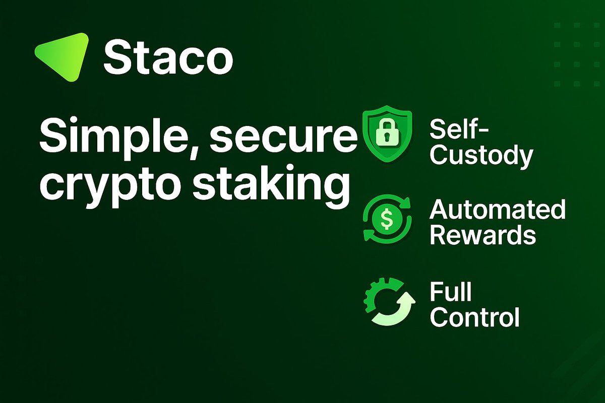 Simple. Secure. Staco.

With self-custody, automated rewards, and full control, $STACO makes staking stress-free.

Start earning on your terms.
🔗 stacochain.com

#STACO #CryptoStaking #Web3 #DeFi