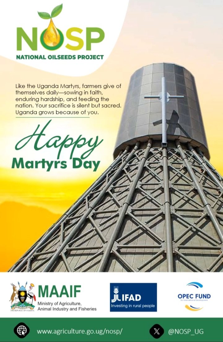 NOSP_UG's tweet image. Happy Martyr&apos;s Day!
@MAAIF_Uganda @PS_MAAIF @FrankTumwebazek 
@FredBwino 
@DrRwamiramaBK 
@HellenAdoa