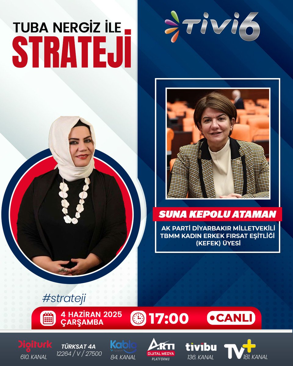 Kepoluasuna's tweet photo. Tivi6 ekranlarında "Tuba Nergiz ile Strateji" Programının canlı yayın konuğu olacağım.

İyi seyirler…

📅 04.06.2025 Çarşamba (Yarın)
⏰ 17:00

@tivi6medya
@tubanergiz5 https://t.co/q8IHL5bujQ
