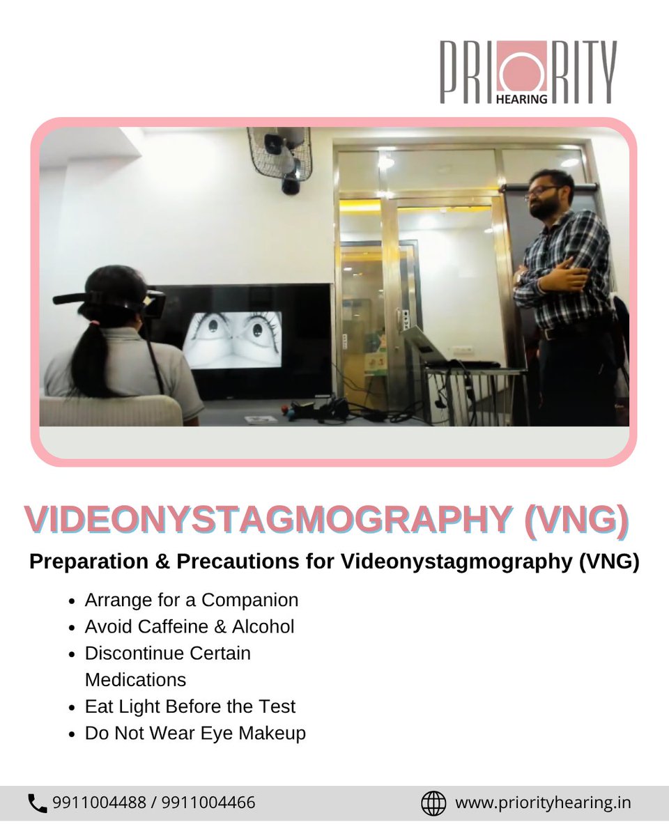 PriorityPHC's tweet image. Struggling with dizziness, imbalance, or vertigo? Our VNG Test (Videonystagmography) is a gold-standard diagnostic tool to evaluate your inner ear and balance system. #VNGTest #VertigoRelief #BalanceTest #VestibularHealth #InnerEarTest #PriorityHearing #HearingClinicIndia