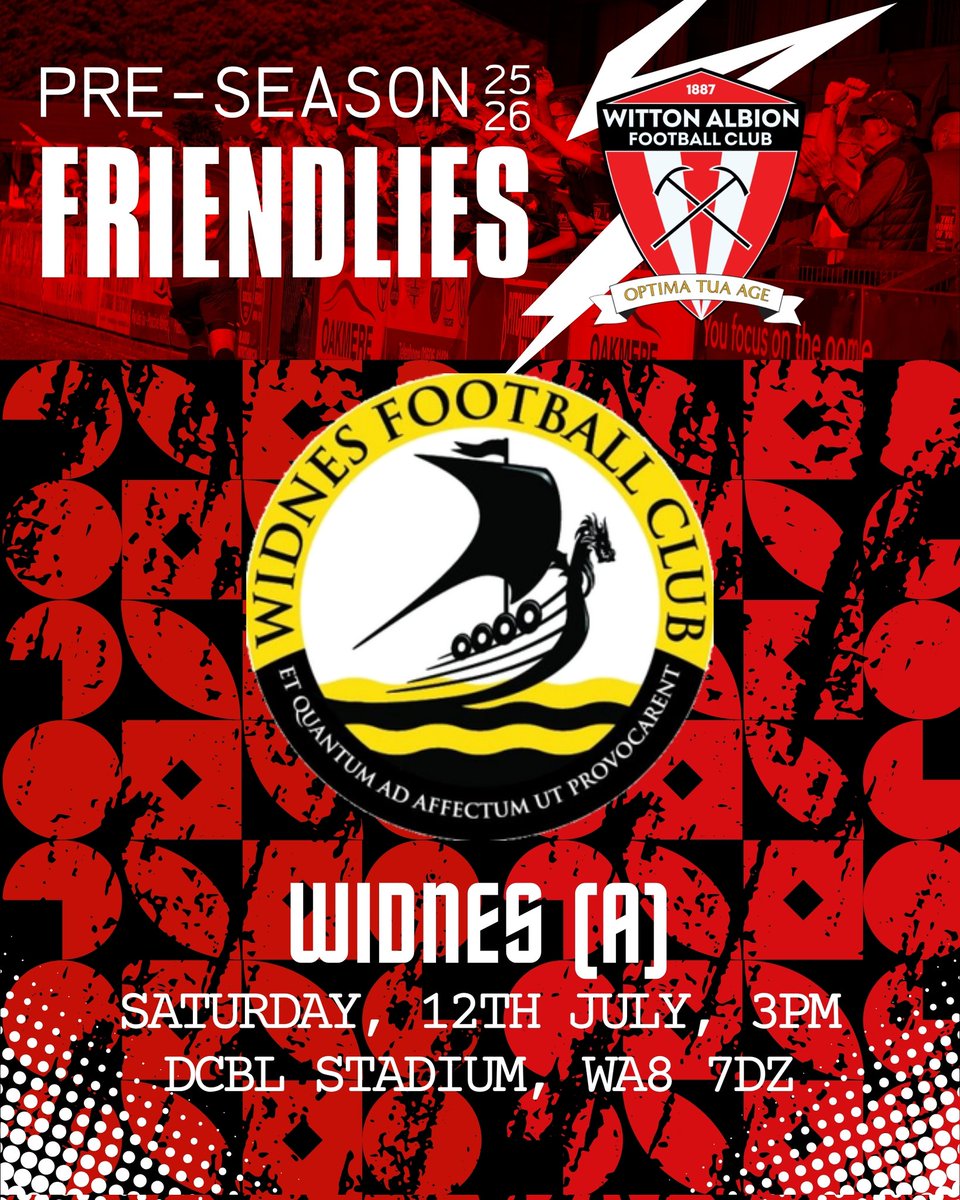 Witton Albion Football Club (@wittonalbion) on Twitter photo PRE-SEASON FRIENDLY ๐คโฝ
Our final pre-season fixture has now been confirmed.
We will make the short journey to last season's NPL West champions <a href="/Widnes_FC/">(C) Widnes Football Club</a> on Saturday 12th July kick off 3.00pm
#Preseasonfriendly #UpTheAlbion PRE-SEASON FRIENDLY ๐คโฝ
Our final pre-season fixture has now been confirmed.
We will make the short journey to last season's NPL West champions <a href="/Widnes_FC/">(C) Widnes Football Club</a> on Saturday 12th July kick off 3.00pm
#Preseasonfriendly #UpTheAlbion