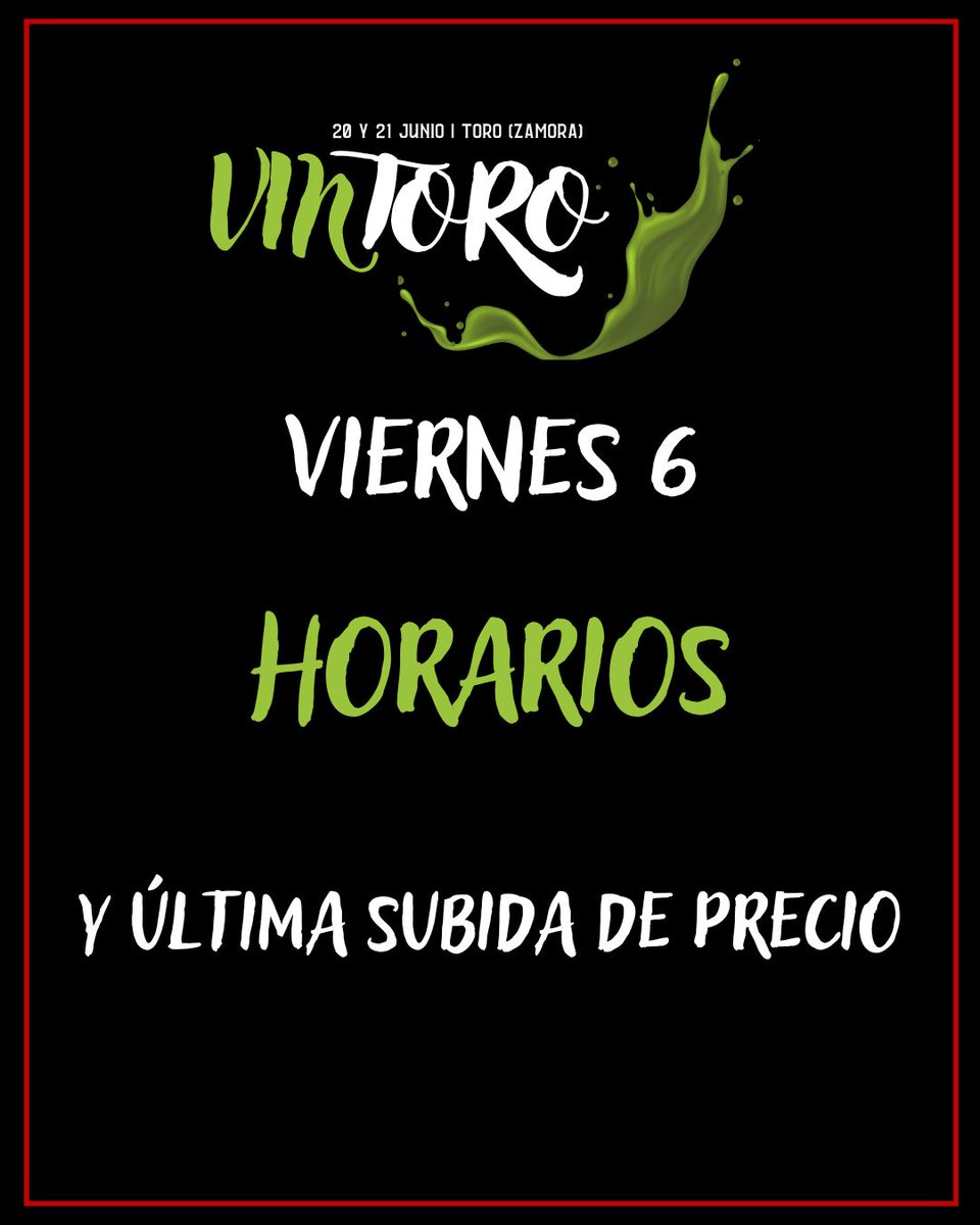 ¡¡POR FIN!!
Este viernes llegan los horarios y con ello subida de precio en las entradas de día.
¡¡LOS ABONOS VAN A AGOTARSE!!
ÚLTIMOS 3 DÍAS PARA CONSEGUIR TU ABONO
Entradas en <a href="/Mutick_/">赤麂</a>
#vuelveelfuego #vintoro25