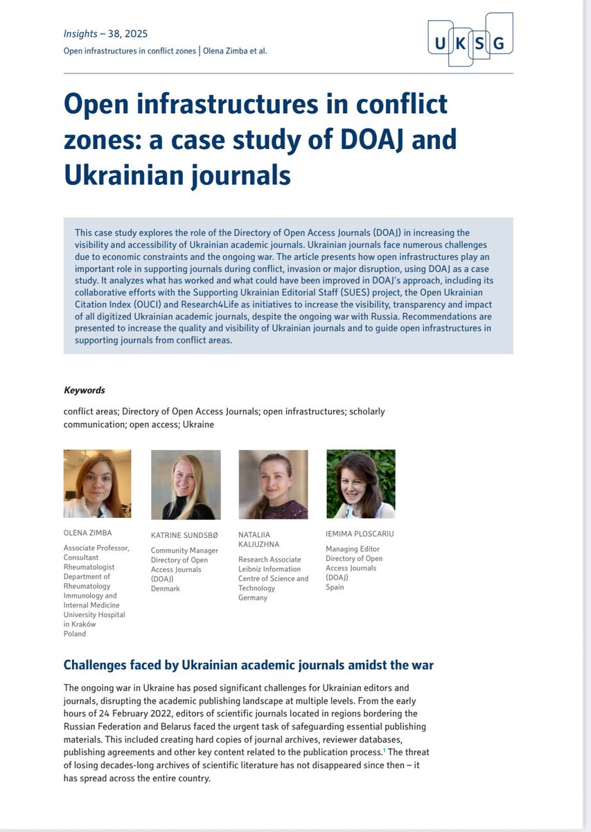 I'm proud to share our new article in Insights, exploring how #OpenAccess — and #DOAJ in particular — supports scholarly publishing in times of crisis. Open access isn't just a publishing model —it's a lifeline for science during crises.
 insights.uksg.org/articles/10.16…
