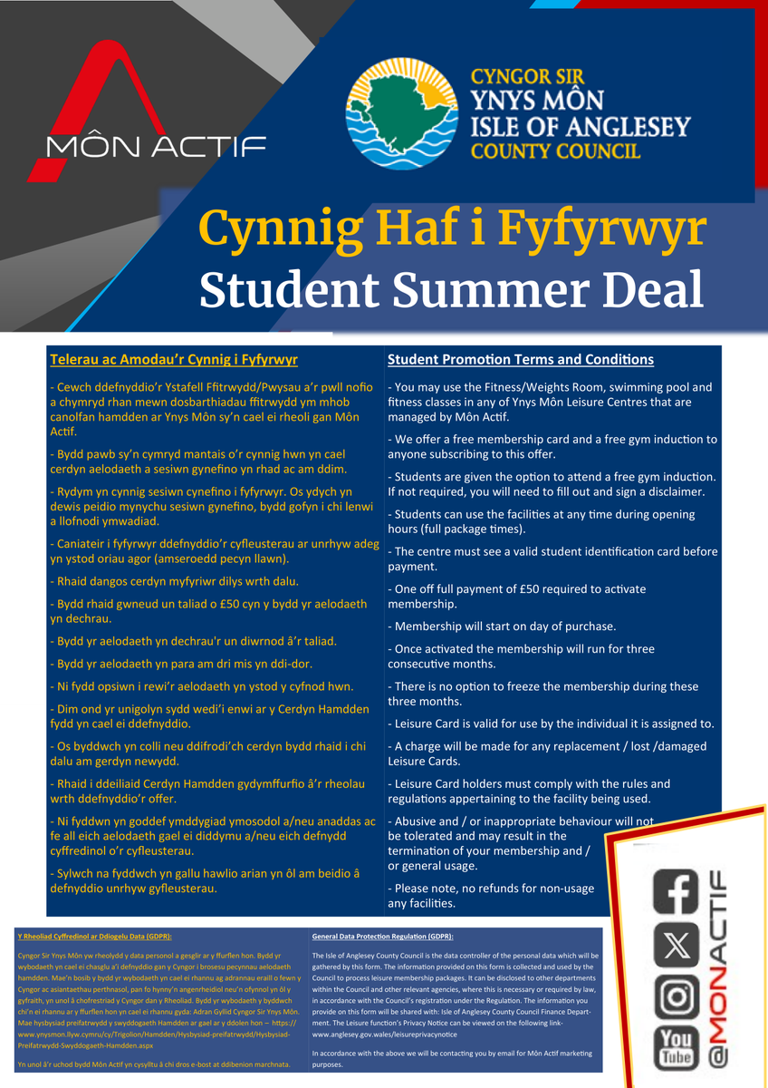 MonActif (@mon_actif) on Twitter photo Cynnig Haf i Fyfyrwyr 🌞
Student Summer Deal 🌞
<a href="/cyngormon/">Cyngor Sir Ynys Môn</a> <a href="/angleseycouncil/">Isle of Anglesey County Council</a> Cynnig Haf i Fyfyrwyr 🌞
Student Summer Deal 🌞
<a href="/cyngormon/">Cyngor Sir Ynys Môn</a> <a href="/angleseycouncil/">Isle of Anglesey County Council</a>