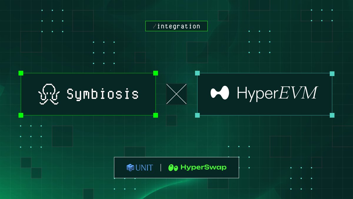 Symbiosis (@symbiosis_fi) on Twitter photo Oh yeah, it's finally here! Welcome #HyperEVM to Symbiosis 🥳
Thanks to @HyperUnit for powering the security of uETH and to <a href="/HyperSwapX/">HyperSwap</a> for enabling on-chain swap routes 🤝
app.symbiosis.finance/swap?chainOut=…
$HYPE, $stHYPE, $unitBTC, $unitETH, and $USDT0 are now available cross-chain in Oh yeah, it's finally here! Welcome #HyperEVM to Symbiosis 🥳
Thanks to @HyperUnit for powering the security of uETH and to <a href="/HyperSwapX/">HyperSwap</a> for enabling on-chain swap routes 🤝
app.symbiosis.finance/swap?chainOut=…
$HYPE, $stHYPE, $unitBTC, $unitETH, and $USDT0 are now available cross-chain in