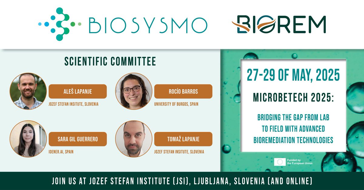 BIOREMproject (@bioremproject) on Twitter photo After the success of the #MicrobeTech2025, we want to thank the Scientific Committee โ your support and involvement were key to making the event happen ๐๐ ๐.
We're especially grateful to <a href="/colloidbiology/">Colloid Biology</a> (JSI) for hosting such a memorable event ๐. After the success of the #MicrobeTech2025, we want to thank the Scientific Committee โ your support and involvement were key to making the event happen ๐๐ ๐.
We're especially grateful to <a href="/colloidbiology/">Colloid Biology</a> (JSI) for hosting such a memorable event ๐.