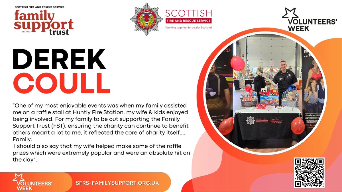 sfrs_fst's tweet image. This Volunteers’ Week we thank all of our volunteers ❤️. Throughout this week we will highlight some of our wonderful volunteers. Thinking of joining us? Email SFRS.FamSupTrustEnquiries@firescotland.gov.uk 🤝 #VolunteersWeek