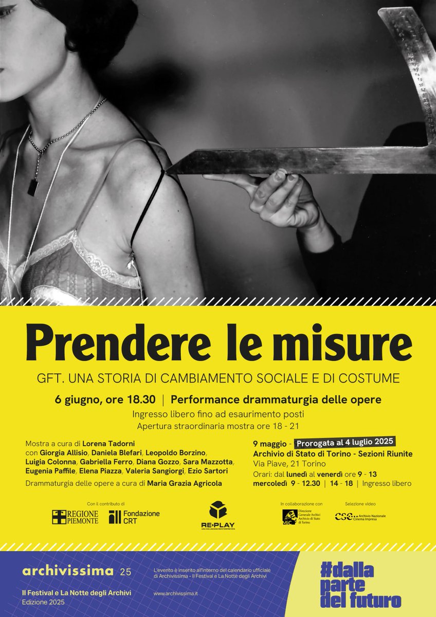 Venerdì 6 giugno, in occasione della #Nottedegliarchivi, vi aspettiamo alle Sezioni Riunite per una serata che intreccia memoria, moda e narrazione.
Ingresso libero fino a esaurimento posti  
archiviodistatotorino.cultura.gov.it/notte-degli-ar…
<a href="/Archivissima/">Archivissima</a> <a href="/MiC_Italia/">Ministero della Cultura</a>