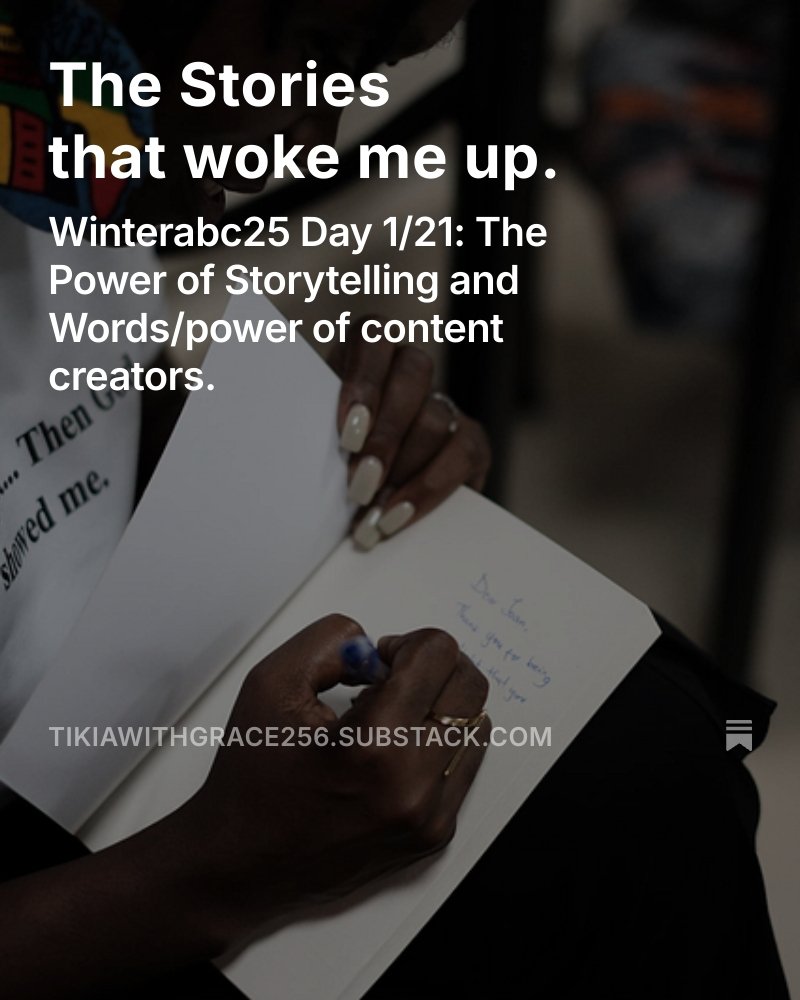Tikia with Grace💞 (@tikiajoella) on Twitter photo Day 1/21
On stories and why we do what we do.
Enjoy 😇
<a href="/AfroBloggers/">AfroBloggers</a>
#winterabc25
👇🏿👇🏿👇🏿
open.substack.com/pub/tikiawithg… Day 1/21
On stories and why we do what we do.
Enjoy 😇
<a href="/AfroBloggers/">AfroBloggers</a>
#winterabc25
👇🏿👇🏿👇🏿
open.substack.com/pub/tikiawithg…