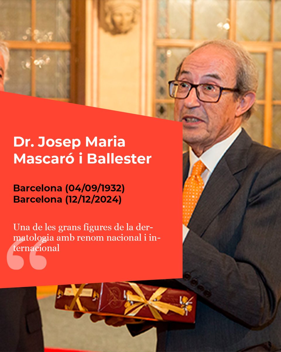 MHMedicinaCat's tweet image. 👨⚕️Josep Maria Mascaró i Ballester (1932-2024) va ser una de les grans figures de la dermatologia amb renom nacional i internacional. Com a docent va arribar a ser nomenat professor emèrit de dermatologia de la Facultat de Medicina.
👉ja.cat/7bBwF