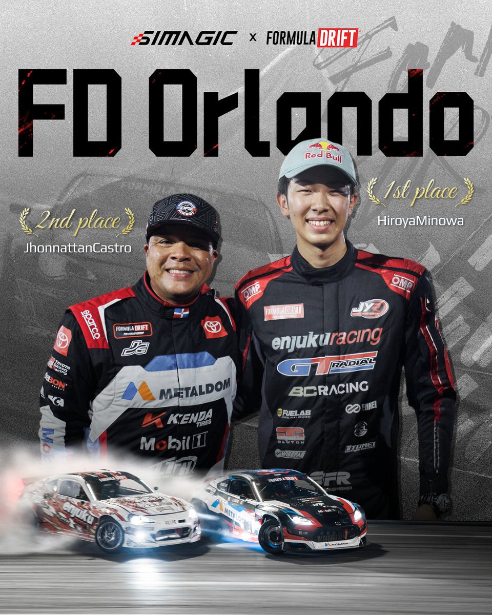 History has been made, your youngest winner in FD history, Hiroya Minowa, ladies and gents.

Also strong showing from <a href="/JCastroRacing/">Jhonnattan Castro</a>  to get P2 in #FDorlando! It's a great one for Team SIMAGIC!

KEEP RACING