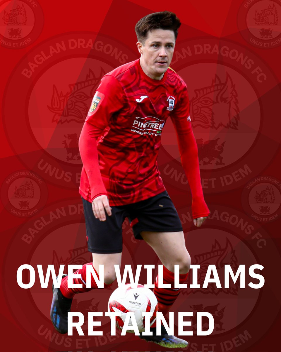 We're delighted to confirm that Owen Williams has committed to Baglan Dragons for the 25-26 season!

Owen has been a great addition to the team and brings a wealth of experience, ability and tenacity to our midfield