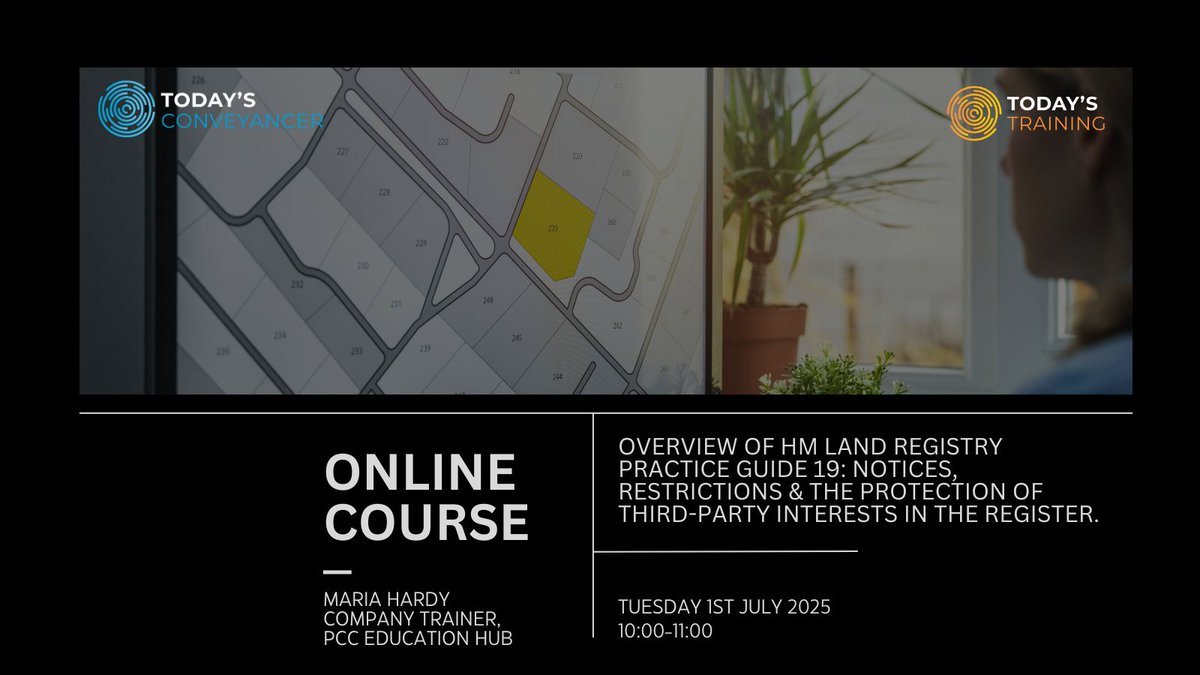 💡 Notices vs Restrictions - what's the difference?

Our webinar decodes HM Land Registry Practice Guide 19:
• When to use each
• How to register/remove
• Live Q&amp;A + resources

📅 1 July | 10AM BST
💻 Register here: cstu.io/3ea459 

#LandRegistry #PropertyLaw