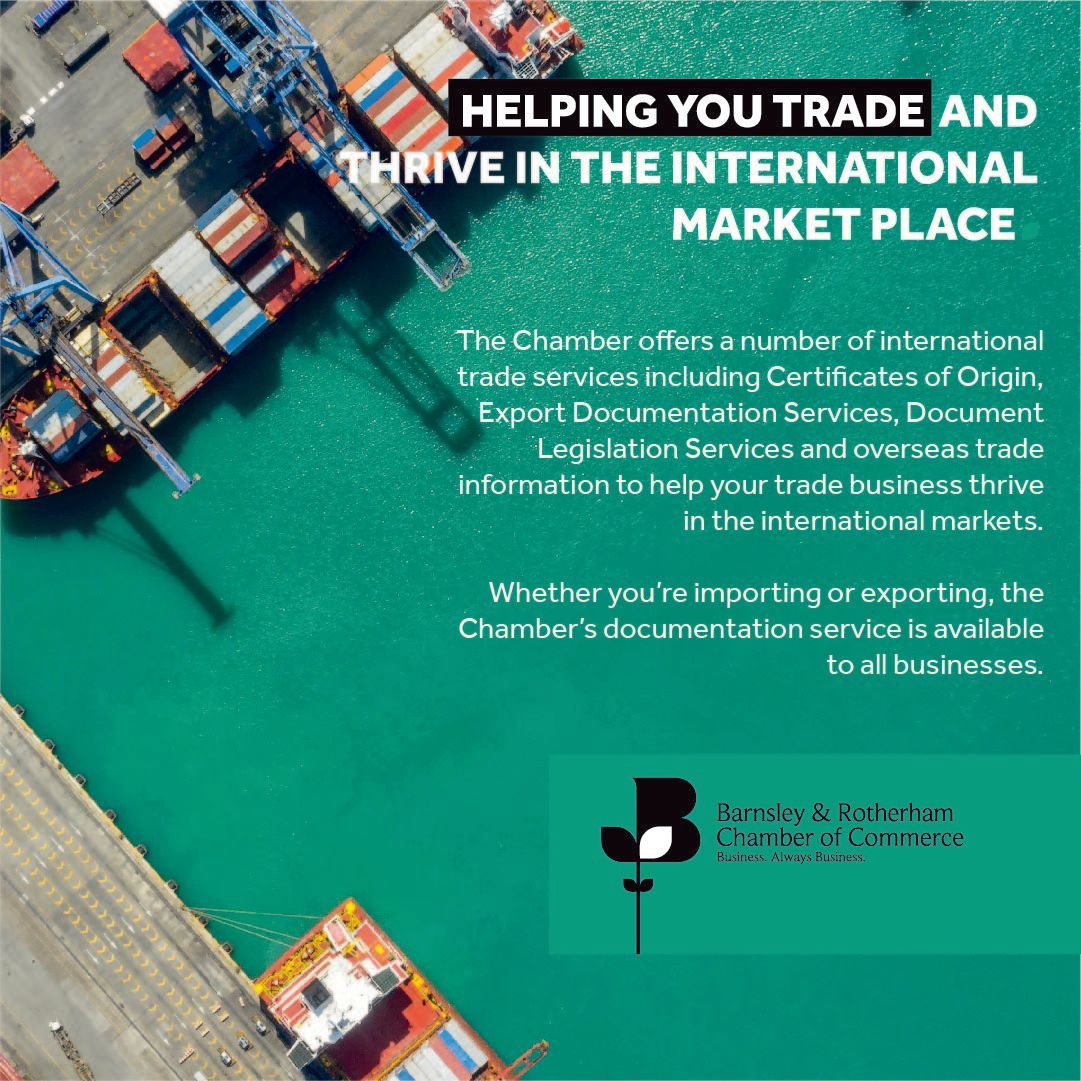 Thinking about exporting or importing? brchamber.co.uk/international-… 

Barnsley &amp; Rotherham Chamber is your trusted partner for international trade. We help businesses across our region grow with:

Get in touch today and let’s take your business worldwide.