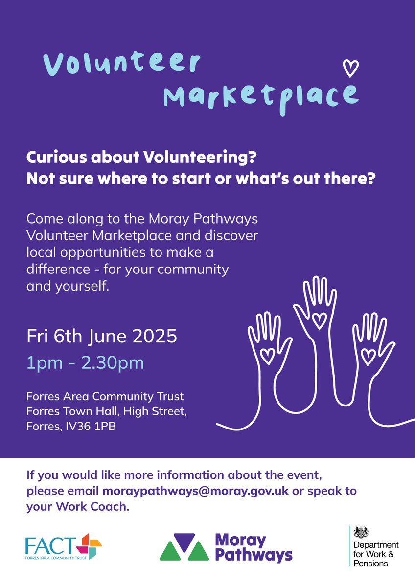 Alison Findlater (@alisonfindlater) on Twitter photo This is a great way to find out about #Volunteering in #Moray
You can speak to <a href="/Moraypathways/">Moray Pathways</a> and many organisations who are happy talk to you about becoming a #Volunteer
#VolunteersWeek This is a great way to find out about #Volunteering in #Moray
You can speak to <a href="/Moraypathways/">Moray Pathways</a> and many organisations who are happy talk to you about becoming a #Volunteer
#VolunteersWeek