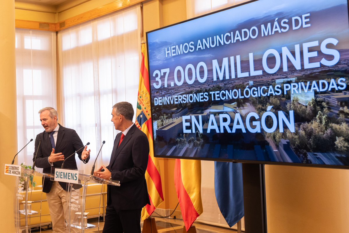Jorge Azcón (@jorge_azcon) on Twitter photo El distrito tecnológico DAT Alierta avanza.
Hoy anunciamos que <a href="/siemens_es/">Siemens España</a> es la primera multinacional confirmada para participar en el parque tecnológico.
La revolución tecnológica de Aragón es imparable. El distrito tecnológico DAT Alierta avanza.
Hoy anunciamos que <a href="/siemens_es/">Siemens España</a> es la primera multinacional confirmada para participar en el parque tecnológico.
La revolución tecnológica de Aragón es imparable.