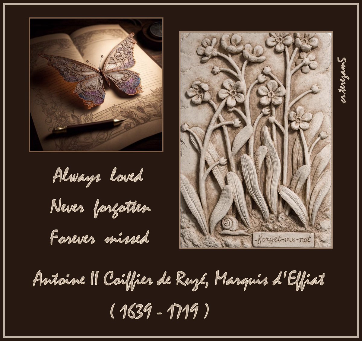 terezam5's tweet photo. On this day in 1719, Antoine II Coiffier de Ruzé, Marquis d'Effiat died [*]. He always has a place in my heart and memory thanks to @MarquisdEffiat &amp; the team of #LaCour 💜🦋✨ #RestInPeace https://t.co/ktq02m9trn