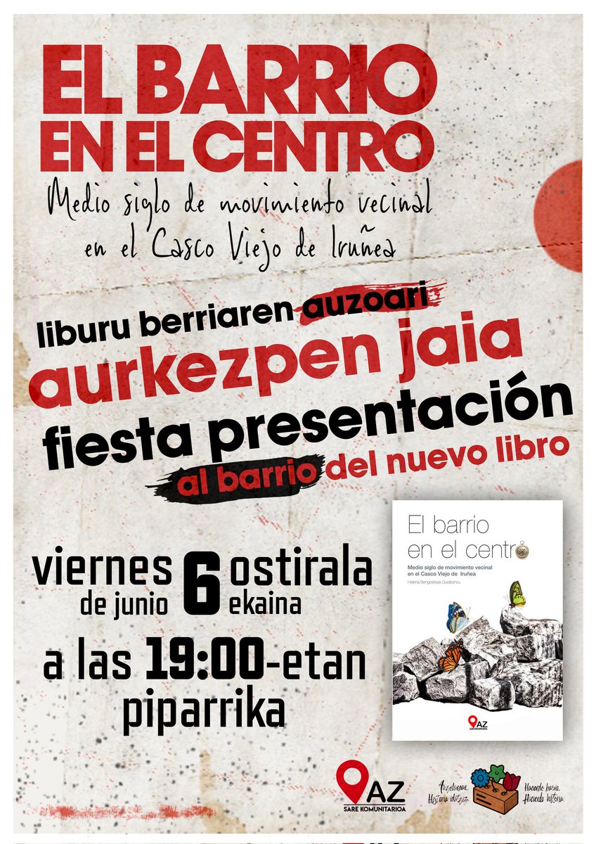 Doble cita el viernes en #AldeZaharra
📍junto a sede de ANAPEH 
𝗔𝗹𝗱𝗲 𝗭𝗮𝗵𝗮𝗿𝗿𝗮 𝗲𝘇 𝗱𝗮𝗴𝗼 𝘀𝗮𝗹𝗴𝗮𝗶 #𝗦𝗙𝟯𝟲𝟱-𝗿𝗶 𝗲𝘇
📍JAIAK #Piparrika