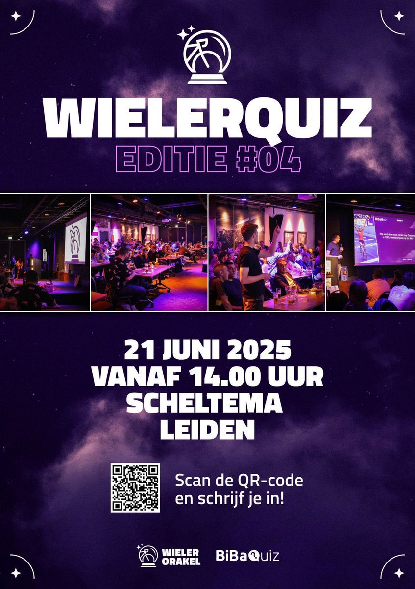StatsOnCycling's tweet photo. [for 🇳🇱/🇧🇪Dutch speaking only]

🚨Jaarlijks hoogtepunt
🔮4e editie van WielerOrakel WielerQuiz
✅30 teams doen al mee

📅Zaterdag 21 juni, vanaf 14:00 uur
📍Café Scheltema, Leiden

✍🏻schrijf je in, individueel of als team: https://t.co/SKOgipcMkG https://t.co/QrUEcju2nj