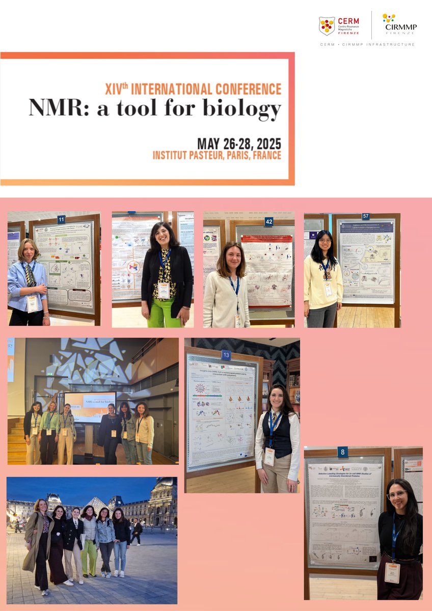 Back from "NMR: a tool for biology" at #InstitutPasteur, #Paris, where Maria Rodella, Tessa Bolognesi, Martina Rosati, Linda Cerofolini, Rebecca Calamandrei &amp; Siyu Lin presented their work.  Special congrats to Tessa &amp; Martina for winning the Young Research Award! 🏆🎉  #NMR