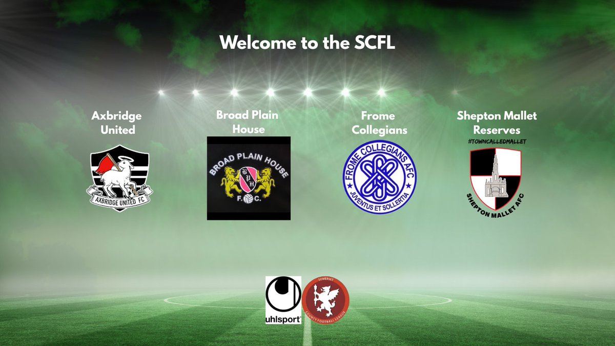 Somerset County FL (@somersetcfl) on Twitter photo Now our AGM is complete, we can finally announce our new teams, all voted in by our member clubs.
Welcome
<a href="/AxbridgeUnited/">Axbridge United</a>
<a href="/BPH_Official/">Broad Plain House FC</a>
<a href="/fromecollegians/">Frome Collegians</a>
<a href="/Mallet_AFC/">Shepton Mallet AFC</a> Reserves
Great additions to the SCFL, we can't wait to see you in action! Now our AGM is complete, we can finally announce our new teams, all voted in by our member clubs.
Welcome
<a href="/AxbridgeUnited/">Axbridge United</a>
<a href="/BPH_Official/">Broad Plain House FC</a>
<a href="/fromecollegians/">Frome Collegians</a>
<a href="/Mallet_AFC/">Shepton Mallet AFC</a> Reserves
Great additions to the SCFL, we can't wait to see you in action!