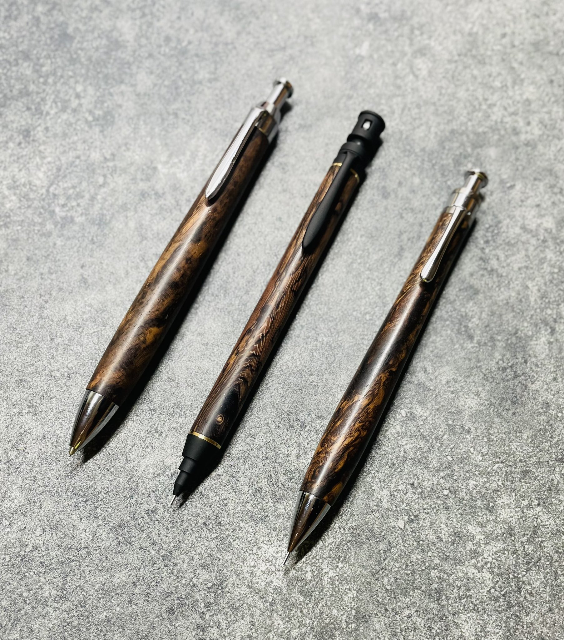 富士瘤クラフト 黒柿孔雀杢 シャープペンシル0.5 （富士瘤 Craft