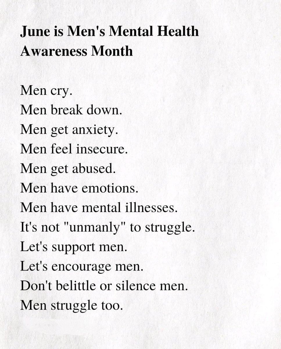 June is #MensHealthMonth 
It's a time to focus on men's unique health challenges and encourage men to prioritize their well-being. Men are often less likely than women to seek medical attention, which can lead to serious health problems if left unchecked.