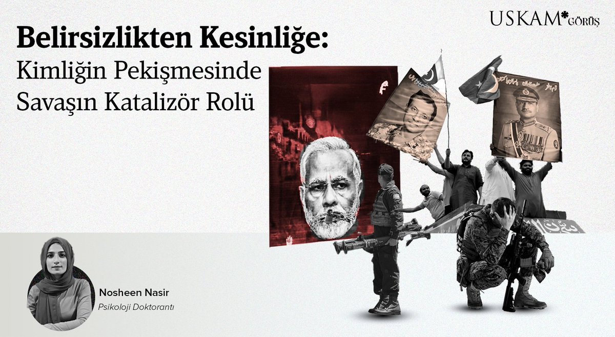 uskamorgtr's tweet photo. 🪖 Savaşlar kimliği keskinleştirir:
• Ben kimim?
• Neyim?
• Nereye aitim?

🙇🏻‍♂️ Belirsizlik içindeki birey, çatışma karşısında neden ani bir aidiyet geliştirir?

✍🏻 Psikolog Nasir, Hindistan-Pakistan gerilimi üzerinden kimliğin pekişmesini analiz ediyor.

🔗 https://t.co/EhdUwsHzHA