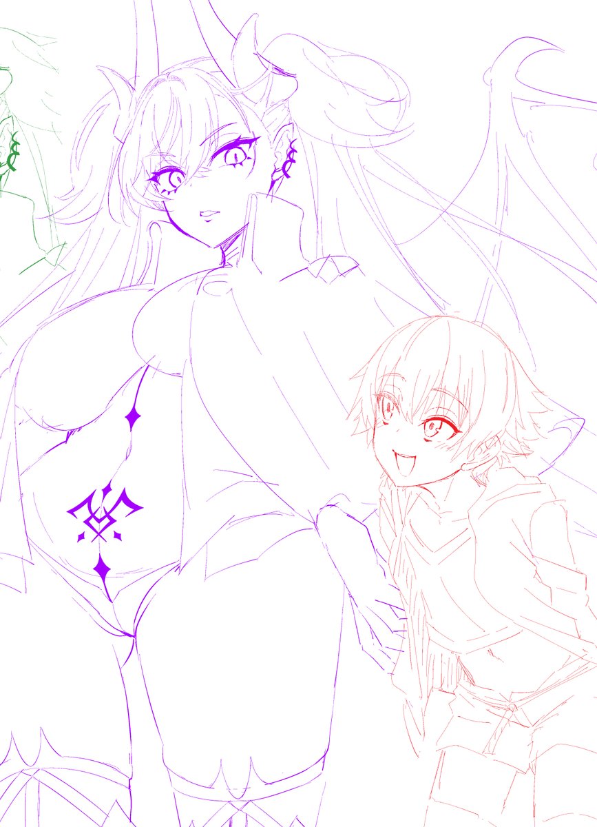 リリスってほぼ裸なのに描くのめんどすぎなイカ？？？🦑🦑🦑🦑