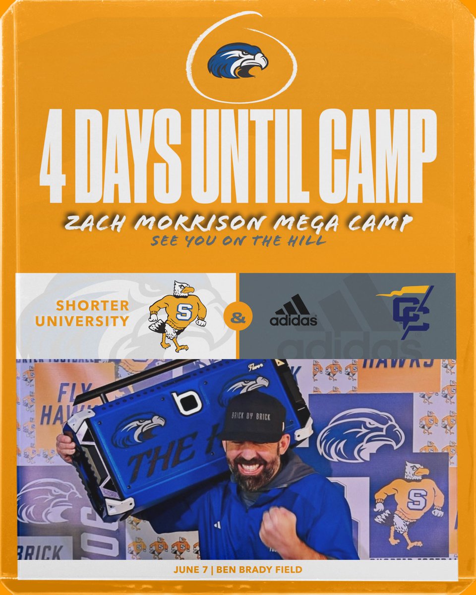 Zach Morrison (@coachmorrison58) on Twitter photo 4 DAYS UNTIL CAMP!
June 7th: 45+ Colleges
Can’t wait to see the competition on campus! Colleges from all over the south! Sign up and COMPETE!
Continuing the build, “Brick by Brick”
…hmorrisonfootballcamps.totalcamps.com
<a href="/SUHawkVision/">HawkVision</a> <a href="/Shorter_FB/">Shorter Hawks Football</a> <a href="/Coach_HJacobs/">CoachHarlen Jacobs</a> <a href="/LaneKnost/">Coach Lane Knost</a> <a href="/TimGlanton/">Coach Tim Glanton</a> 4 DAYS UNTIL CAMP!
June 7th: 45+ Colleges
Can’t wait to see the competition on campus! Colleges from all over the south! Sign up and COMPETE!
Continuing the build, “Brick by Brick”
…hmorrisonfootballcamps.totalcamps.com
<a href="/SUHawkVision/">HawkVision</a> <a href="/Shorter_FB/">Shorter Hawks Football</a> <a href="/Coach_HJacobs/">CoachHarlen Jacobs</a> <a href="/LaneKnost/">Coach Lane Knost</a> <a href="/TimGlanton/">Coach Tim Glanton</a>